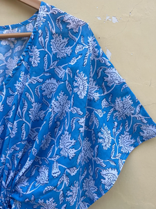 Bata Kimono con Estampado de Dibujos Animados para Mujer, 100% Algodón, Camisón de Verano Hecho a Mano, Cuello en V, Cintura Elástica, Largo hasta la Rodilla - Product Image 4