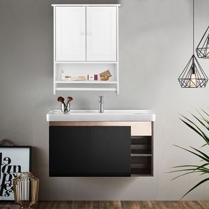 Armadietto a Doppia Anta (65 X 48.7 X 14.6cm) da Parete per Bagno con Spazio per Lavatrice - Product Image 1