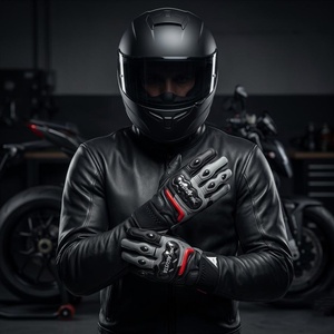 Gants de moto en cuir Agusta pour hommes, protection intégrale des doigts, équipement de protection pour moto, fermeture éclair, été, cyclisme - Product Image 1