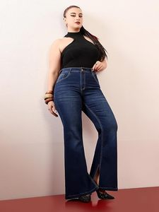 Jean en denim extensible coupe bootcut taille haute longueur régulière pour femme - Product Image 2