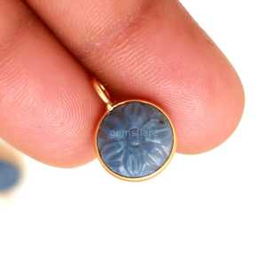 Natural Blue Opal Flower Pendant 925 Sterling <b>Silver</b> Gemstone Jewelry Hand Carved Blue Opal <b>Charm</b> Natural Stone Pendant Jewelry - Product Image 3