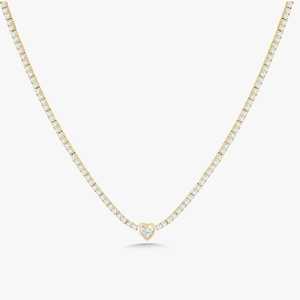 Heart Round Cut Lab Grown Diamond Tennis Necklaces 14K 18K Solid Gold Round Line Strand <b>Choker</b> Necklaces Factory Price Wholesale - Product Image 1