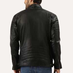 Veste en cuir pour homme à manches longues, imperméable, prix abordable, fabricant pour marque de vêtements, veste en cuir PU personnalisée pour motard. - Product Image 3