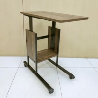 Table basse moderne en fer, table d'appoint réglable en hauteur sur 9 niveaux pour lit ou canapé, meuble de salon, support noir, marque SCE