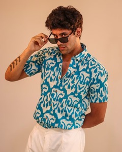 Chemise en coton pour homme, imprimée à la main, manches courtes, coton doux, chemise imprimée pour homme, vêtements d'été pour homme. - Product Image 5