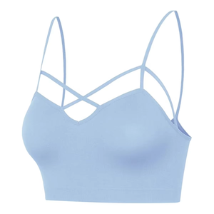 Women Cross Back Sports Bra Padded Yoga Gym Fitness Workout Activewear <b>Top</b> Wholesale <b>Strappy</b> Athletic Training Exercise Bra Gym - Product Image 1