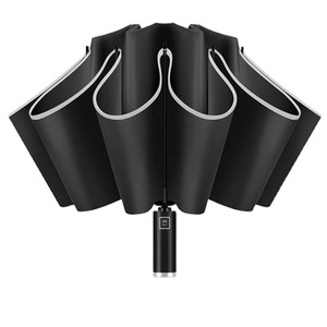 Parapluie de voyage pliant entièrement automatique avec logo personnalisé, fonction inversée, 10 baleines, diamètre ouvert 102 cm, tissu pongé – Meilleures ventes - Product Image 1