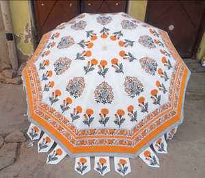 Parasol rond en coton floral imprimé à la main, protection solaire pour jardin, magnifique comme sur la photo - Product Image 2