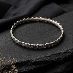 Sterling Silver Floral Bangle <b>Bracelet</b> | Handmade Flower Pattern Bangle | Vintage Silver <b>Bracelet</b> | Stackable Jewelry | Artisan - Product Image 3