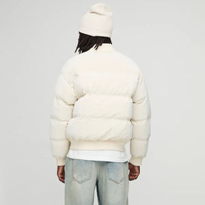 Customized <b>Men's</b> <b>White</b> Puffer Jacket Stand Collar Windproof Zipper Closure Casual Winter <b>Coat</b> Thick Polyester Filling Regular - Product Image 5