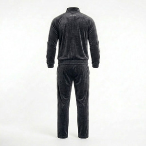Custom Logo Men Eco-Friendly Lightweight Velvet Tracksuit 2 Piece Set <b>Zip</b> <b>up</b> <b>Jacket</b> and Pants Casual Sportswear - Product Image 4