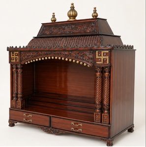 Buy Handicraft Temple with Teak Wood Finish Traditional Handmade Solid Wood <b>Mandir</b> for Home Australia Puja <b>Mandir</b> Manufacturers - Product Image 4