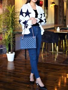 Sacs fourre-tout décontractés en cuir de vachette véritable beige pour femmes, avec chaîne, de haute qualité, OEM 2026, souples, à la mode, avec logo personnalisé - Product Image 5