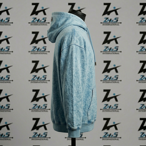 Sweat à capuche en coton et polyester French Terry de haute qualité, délavé à l'acide, style vintage, coupe ample et oversize, lourd - Product Image 2