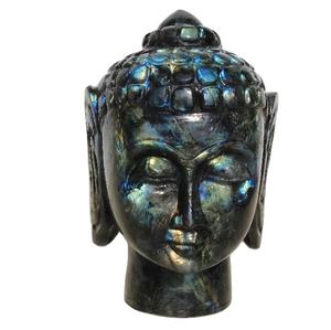 รูปปั้นหัวพระพิฆเนศทำด้วยมือจากธรรมชาติแบบเซนประติมากรรมคริสตัลลาบราดอไรต์กึ่งมีค่า - Product Image 3