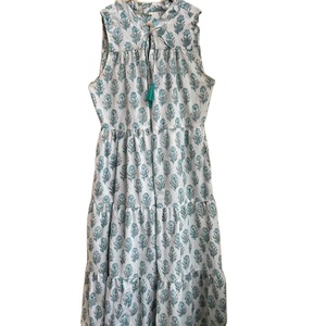 <b>Boho</b> Indian Cotton Knee-Length Gown Hand Block Printed Floral <b>Summer</b> <b>Dress</b> Women 3/4 Sleeve Natural Eco-Friendly Breathable - Product Image 1