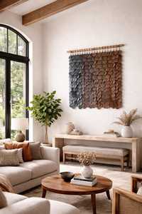 Multi Color Handmade Wabi Sabi Ceramic Tile Wall Hanging Earthy Ivory Beige For Living Area Bedroom & Office Home <b>Decor</b> Theme - Product Image 6