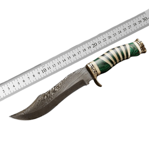 Cuchillo Bowie Personalizado de Hoja Fija de Acero de Damasco con Mango de Resina, Fabricante Mayorista de Cuchillos para Exteriores, Cuchillo Bowie de Damasco al por Mayor - Product Image 5