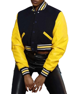 Chaqueta Universitaria Personalizada de Alta Calidad para Mujer, Modelo 2025, Cuerpo de Lana y Mangas de Cuero, Estilo Béisbol - Product Image 5
