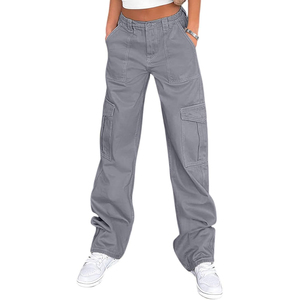 Trending Women <b>Summer</b> Cargo <b>Pants</b> High Waist Straight Leg Loose Fit Multi Pocket Trousers New Arrival Casual Ladies <b>Pants</b> - Product Image 3