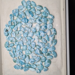 พลอย Larimar Cabochon รูปทรงผสมธรรมชาติ,พลอยทรงหลวม Larimar สีน้ำเงินสำหรับทำเครื่องประดับ - Product Image 1