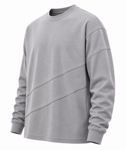 เสื้อสเวตเชิ้ตแขนยาวคอกลมสีเทาสำหรับผู้ชาย ทรงปกติ สวมใส่สบาย ผ้าถัก สีพื้น 100% ผ้าฝ้าย เหมาะสำหรับฤดูหนาว แห้งเร็ว - Product Image 4