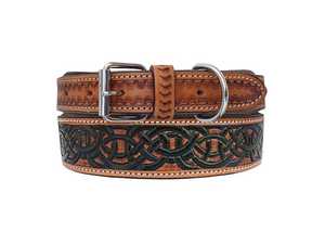 Collier pour chien en cuir occidental fait main de qualité supérieure avec boucle à motif nœud celtique, style classique, utilisable toute l'année - Product Image 2