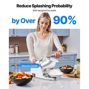 Macchina Elettrica per Granita in Acciaio Inossidabile, Tritaghiaccio da 65 kg con 2 Lame e Coperchio del Contenitore - Product Image 5