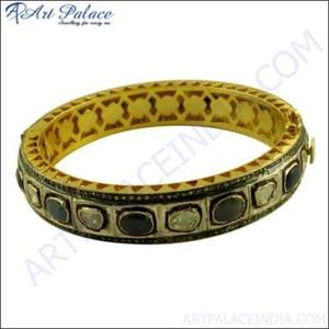 <b>Top</b> Quality Gemstone Jewelry Diamond Bangle Gold Plated <b>Silver</b> Jewelry Brillian Victorian Bangle Stunning Victorian Bangle - Product Image 1