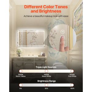 Specchio LED da Bagno 36'' X 60'' Antiappannamento con Luci Memoria, Retroilluminazione e Design a Gradini, Specchio LED da Bagno 60'' - Product Image 2