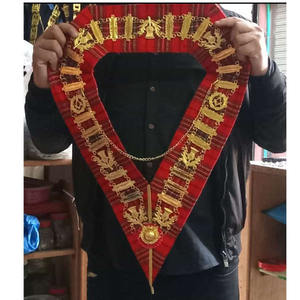 Parches de tela de sarga bordados a máquina para collar de Maestro Venerable Masónico de Memphis, al por mayor, con trenza y cinta negra, de la más alta calidad - Product Image 6