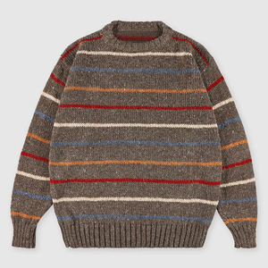 Pull en laine acrylique rayé pour homme, manches longues, tricot épais, vêtements d'automne 2027 - Product Image 3