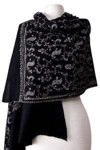 Women's Long Black Cashmere Eco-Friendly Winter <b>Wrap</b> <b>Shawl</b> & Scarf - Product Image 5