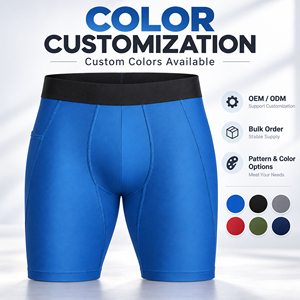 Shorts de compression personnalisés pour hommes, bleu roi, séchage rapide, haute élasticité, pour la gym, la course, le cyclisme, l'entraînement sportif, collants de sport OEM - Product Image 5