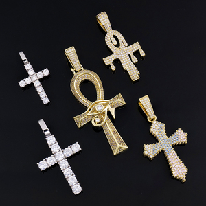 Colgante de Cruz de Aleación de Zinc Chapado en Oro Sólido de 14K, Estilo Hip Hop, Joyería Unisex, Cristal Cultivado en Laboratorio, Certificado IGI - Product Image 4