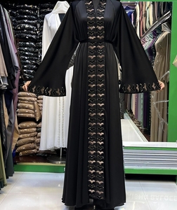 Wholesale Modest Dubai Beaded Sequined <b>Long</b> Sleeve Abaya Muslim Traditional Handmade Wedding Women Breathable V Neck - Product Image 5