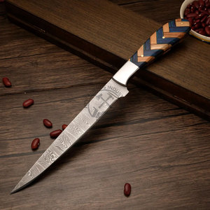 Couteau à filet en acier Damas de qualité supérieure, manche en bois de Pakka olive, lame de 8 pouces, design ambidextre, fait main, tranchant comme un rasoir, pour la cuisine - Product Image 1