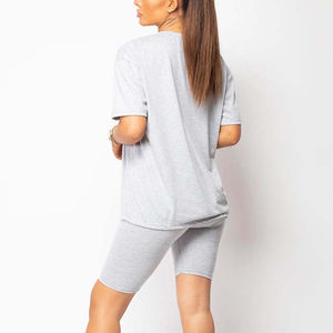 Conjunto de Verano para Mujer, 2 Piezas, Casual, Corto, Sólido, 100% Algodón, Transpirable, Ligero, Moderno y Ajustado - Product Image 4