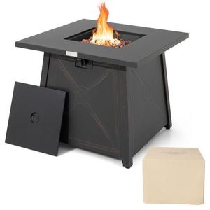 30-Inch Square Propane Gas Fire <b>Table</b> with Waterproof <b>Cover</b> for Outdoor Use - Product Image 2