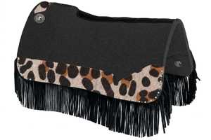 Beige Color Woolen Western Equestrian Hand <b>Tooled</b> Carved <b>Leather</b> Cutback Felt <b>Work</b> Horse Saddle Pad - Product Image 2