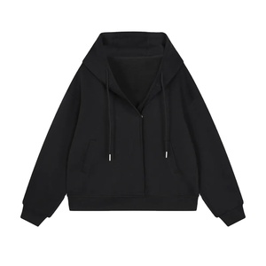 เสื้อฮู้ดดี้ผู้ชายผ้าฝ้ายหนานุ่มคุณภาพสูงแบบขายส่ง ทรงหลวม แขนยาว มีซิป กระเป๋า ซับในผ้าทวิล กระดุมติดหน้า - Product Image 1