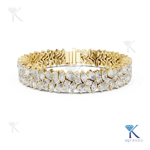 Luxury Bridal Diamond Statement Bracelet Multi Row Pear Marquise Cluster <b>Bangle</b> 14K 18K <b>Solid</b> <b>Gold</b> Women Fine Jewelry Wholesale - Product Image 2