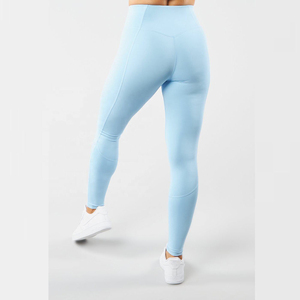 Leggings de sport taille mi-haute pour femme, couleur unie, avec impression de logo personnalisée, tissu respirant à séchage rapide, vente directe usine pour la gym - Product Image 3