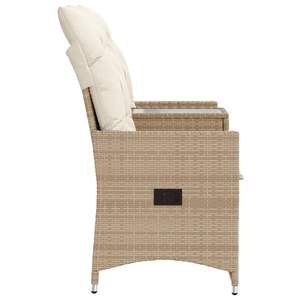 Canapé de jardin inclinable en rotin PE beige deux places, assise extérieure confortable - Product Image 5