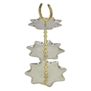 Christmas Decoration Silver Star Trays Fruits Candies Cupcake Display Dishes & Plates <b>3</b> <b>Tier</b> Luxury <b>Cake</b> <b>Stand</b> Horse Shoe Style - Product Image 4