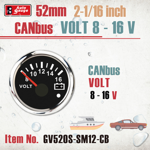 เกจวัดแรงดันไฟฟ้าแบบแอนะล็อก Autogauge รุ่นใหม่ ขนาด 52 มม. 2 1/16 นิ้ว รองรับ CANbus หน้าจอ LED สีขาวสว่างพิเศษ ตัวเรือนสีดำ 12V พร้อมไฟเตือน สำหรับรถบรรทุกและรถบัส - Product Image 3