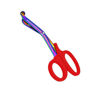 Ciseaux EMT 7,25 pouces, lames arc-en-ciel, manche rouge, acier inoxydable allemand, ciseaux utilitaires manuels, bandage médical, traumatisme, paramédical - Product Image 2