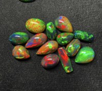 Lote de Gemas Sueltas de Ópalo Negro Etíope Natural, Formas Mixtas, Cabujón, 7-16 mm, Certificado IGI, para Joyería