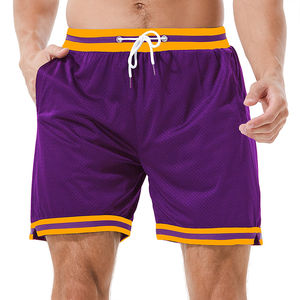 Men's Fitness Casual Style Double <b>Layer</b> Mesh Shorts 100% Polyester Solid <b>Mid</b> Waist Quick Dry Breathable for Basketball Gym - Product Image 1