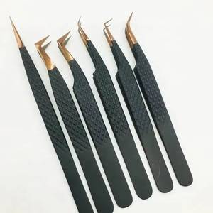 Pinzas Quirúrgicas de Precisión Morje para Pestañas, Acero Inoxidable, Punta Dentada de 10 mm, Mango Negro, Juego de Herramientas Profesionales de Maquillaje - Product Image 1